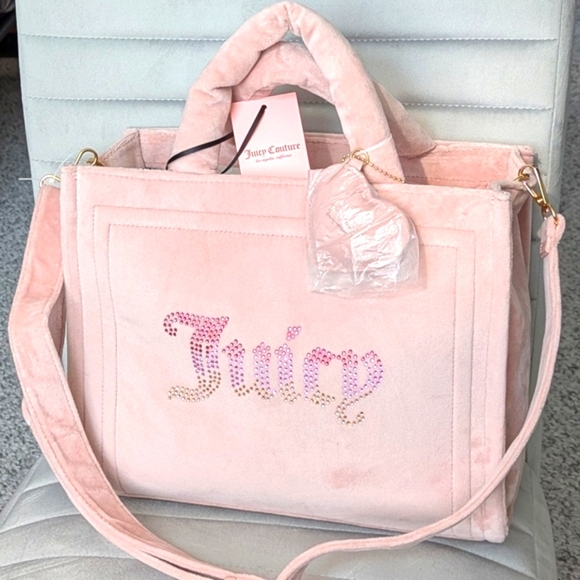 Juicy Couture Dusty Blush Pink Velour LARGE Big Spender Tote Bag/Purse - Picture 1 of 16